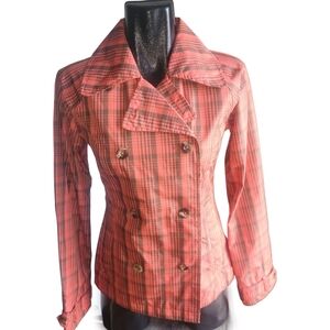The North Face Plaid Double-Breasted Waterproof Hyvent Jacket XS